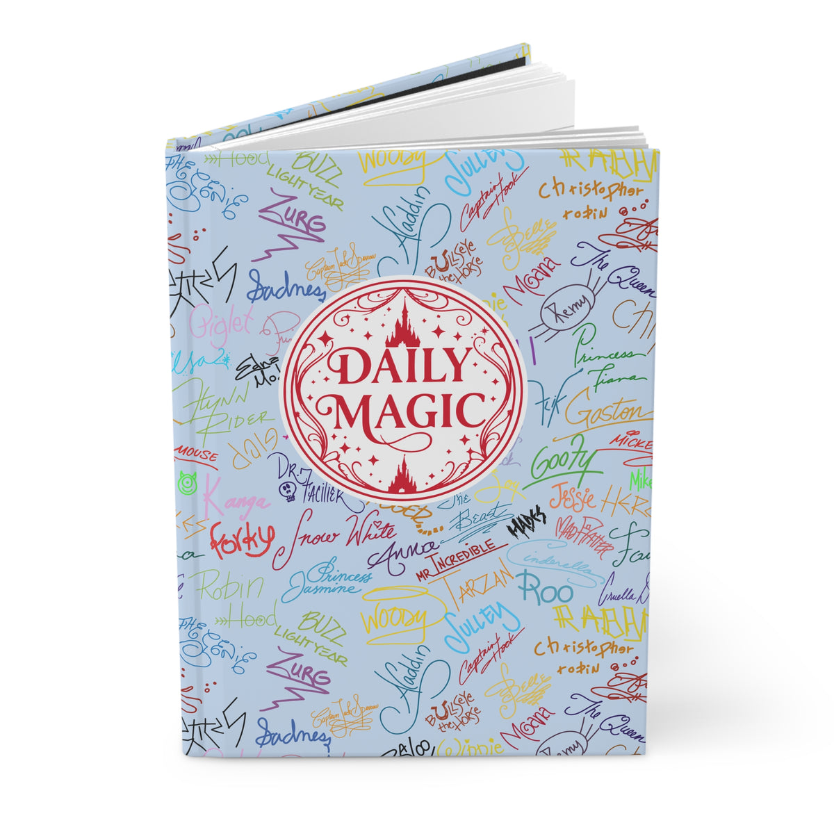 Character Autographs on Blue Daily Magic Matte Hardcover Journal