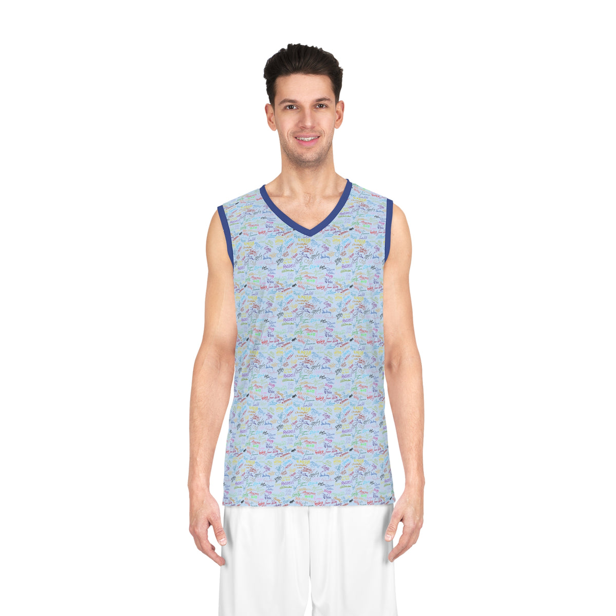 Character Autographs on Blue Park Performance Tank Top