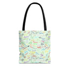 Character Autographs on Green Tote Bag