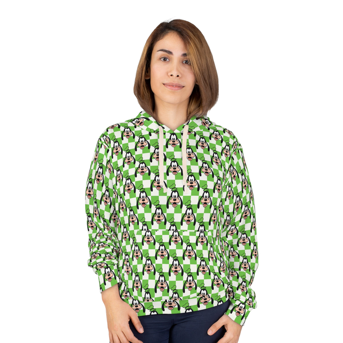 Green Checkerboard Goofy Hooded Sweatshirt