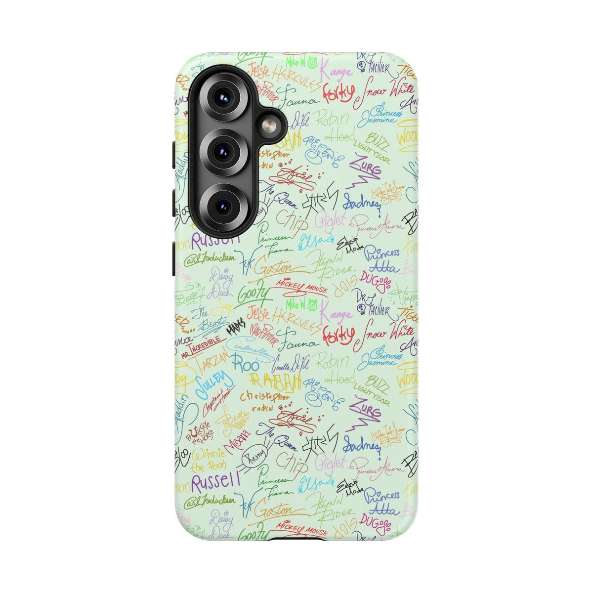 Character Autographs on Green Resort Ready Cell Phone Tech Case