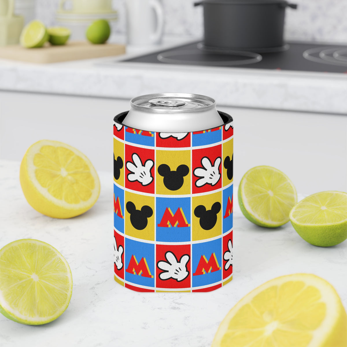 Checkerboard Mickey Hands Can Cooler Drink Koozie