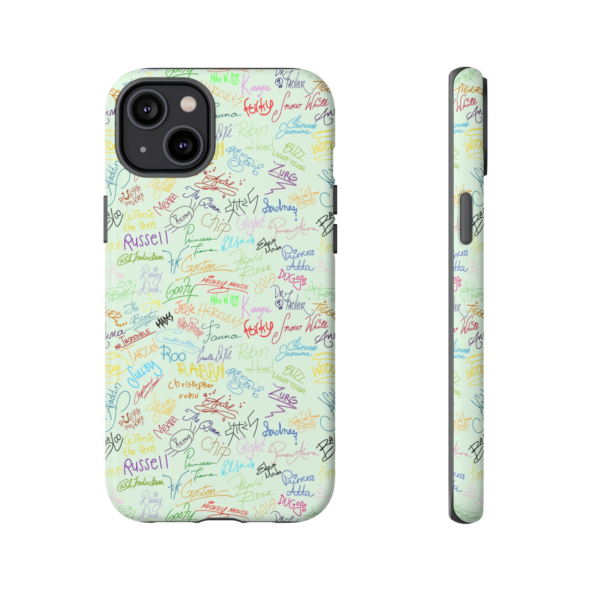 Character Autographs on Green Resort Ready Cell Phone Tech Case