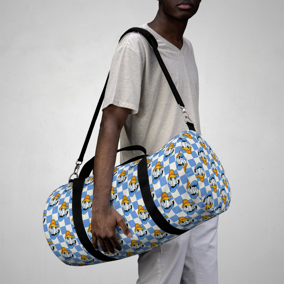 Blue Checkerboard Donald Travel Duffel Bag