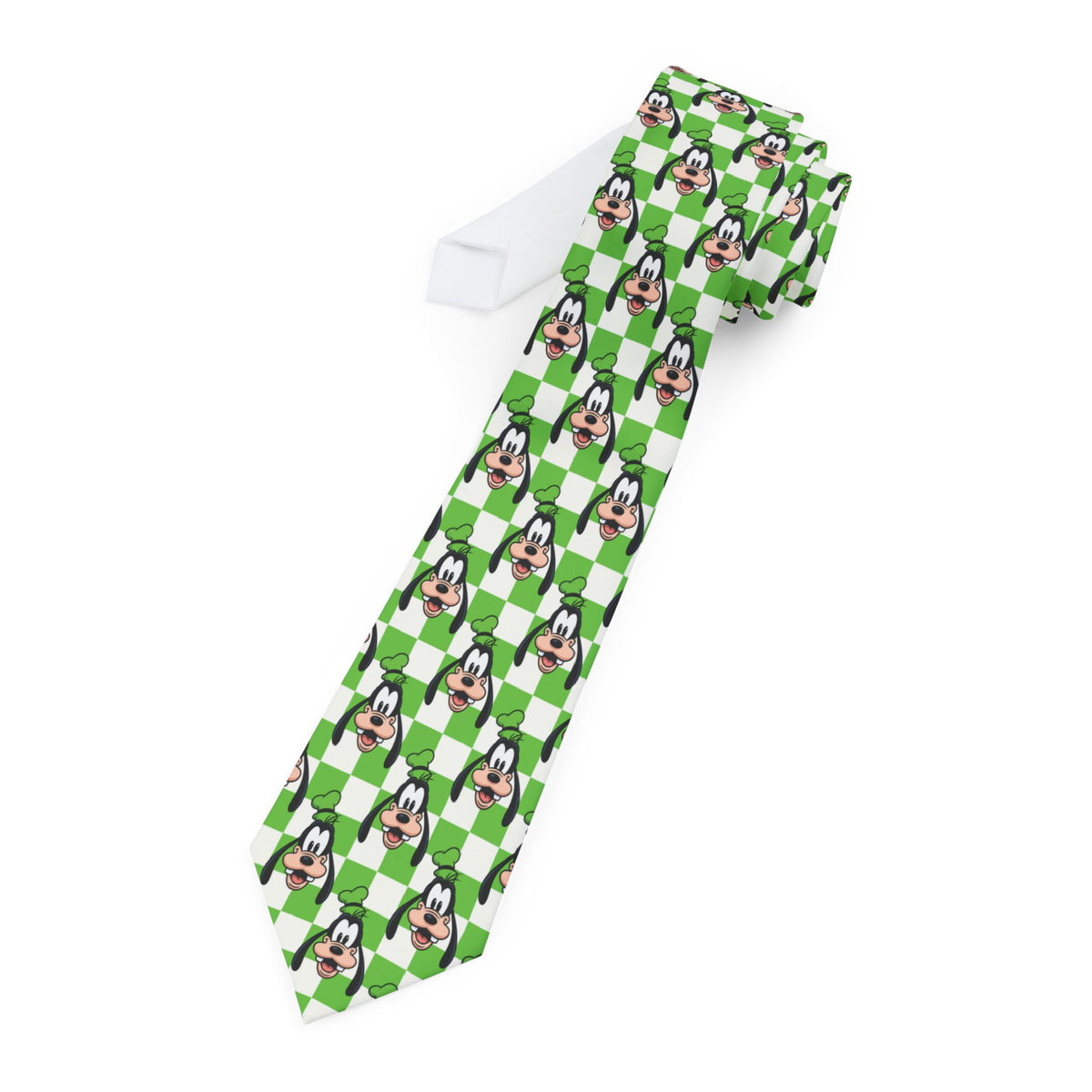 Green Checkerboard Goofy Mens Necktie