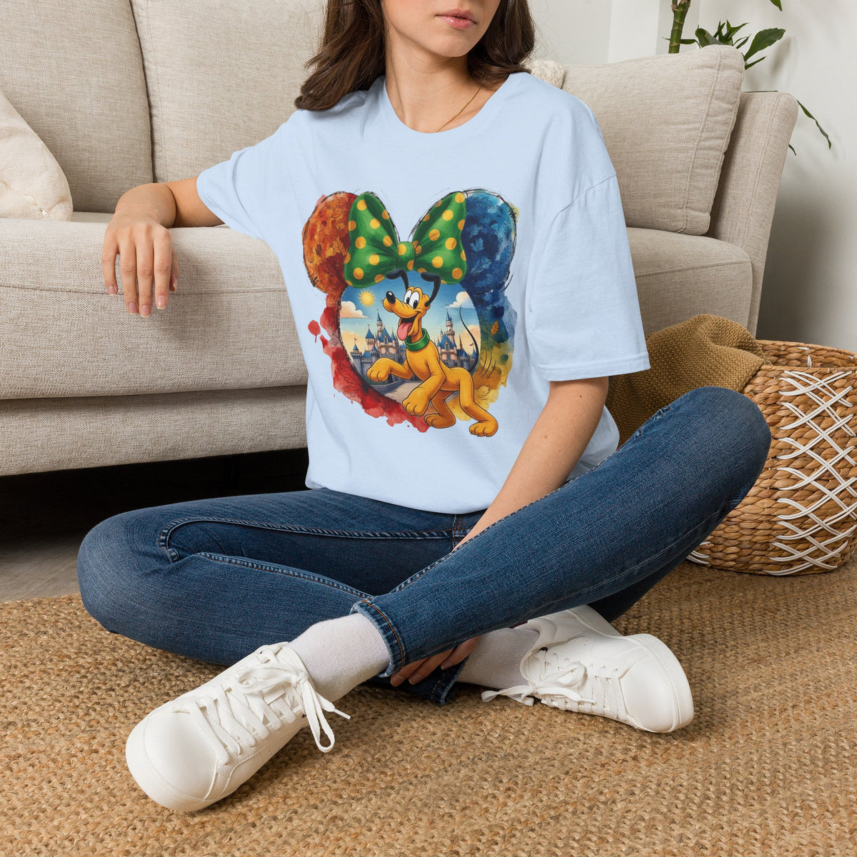 Sensational Six - Pluto's Playful Emerald Bow Castle Vignette Unisex Graphic Tee