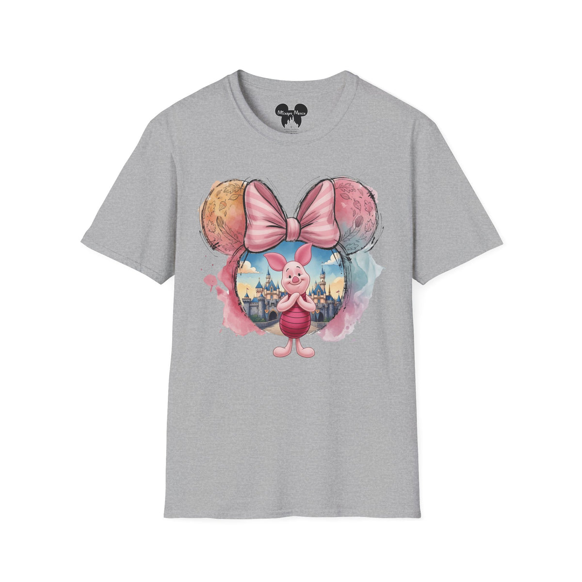 Winnie the Pooh - Piglet's Pink Striped Vignette Unisex Graphic Tee