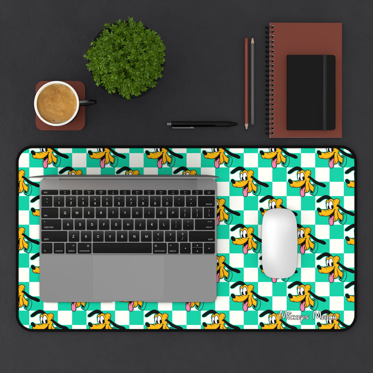 Teal Checkerboard Pluto Stateroom Desk Mat