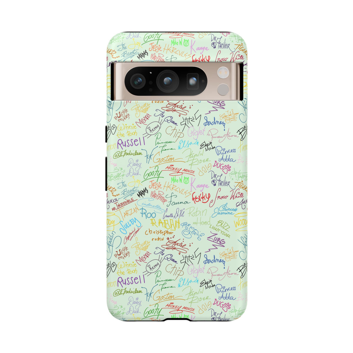 Character Autographs on Green Resort Ready Cell Phone Tech Case