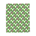 Green Checkerboard Goofy Velveteen Plush Blanket