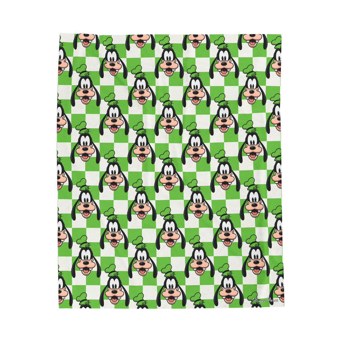 Green Checkerboard Goofy Velveteen Plush Blanket
