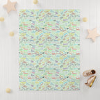 Character Autographs on Green Happily Ever After Baby Blanket