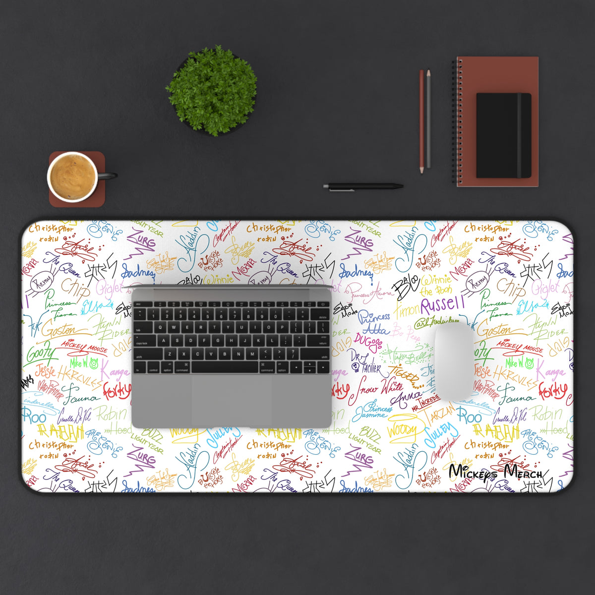 Character Autographs on White Stateroom Desk Mat