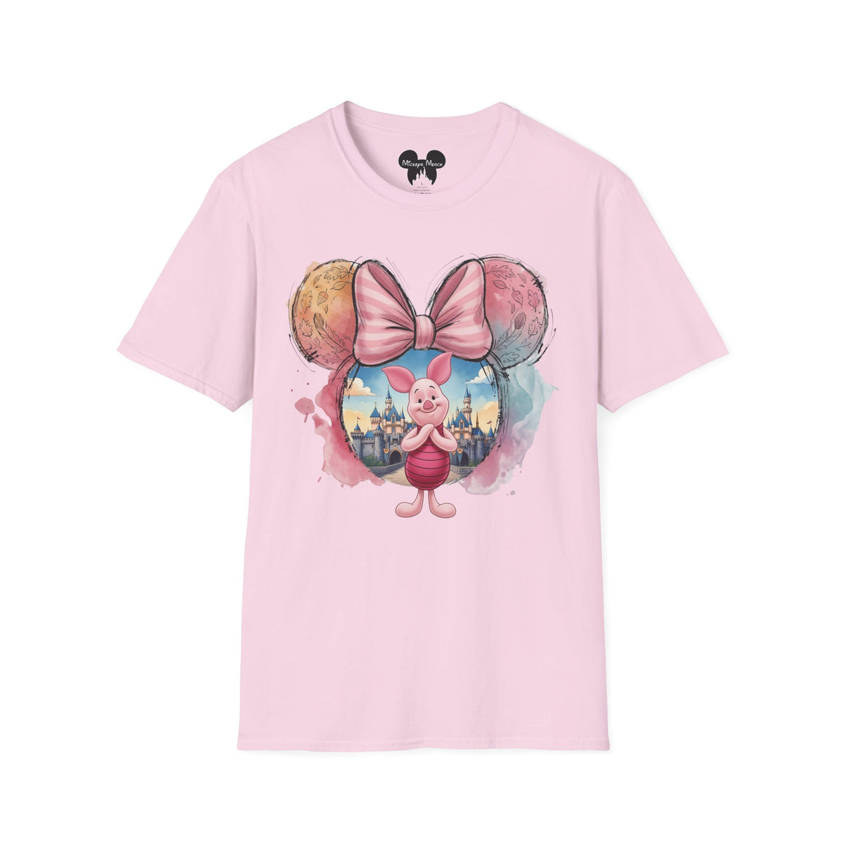 Winnie the Pooh - Piglet's Pink Striped Vignette Unisex Graphic Tee