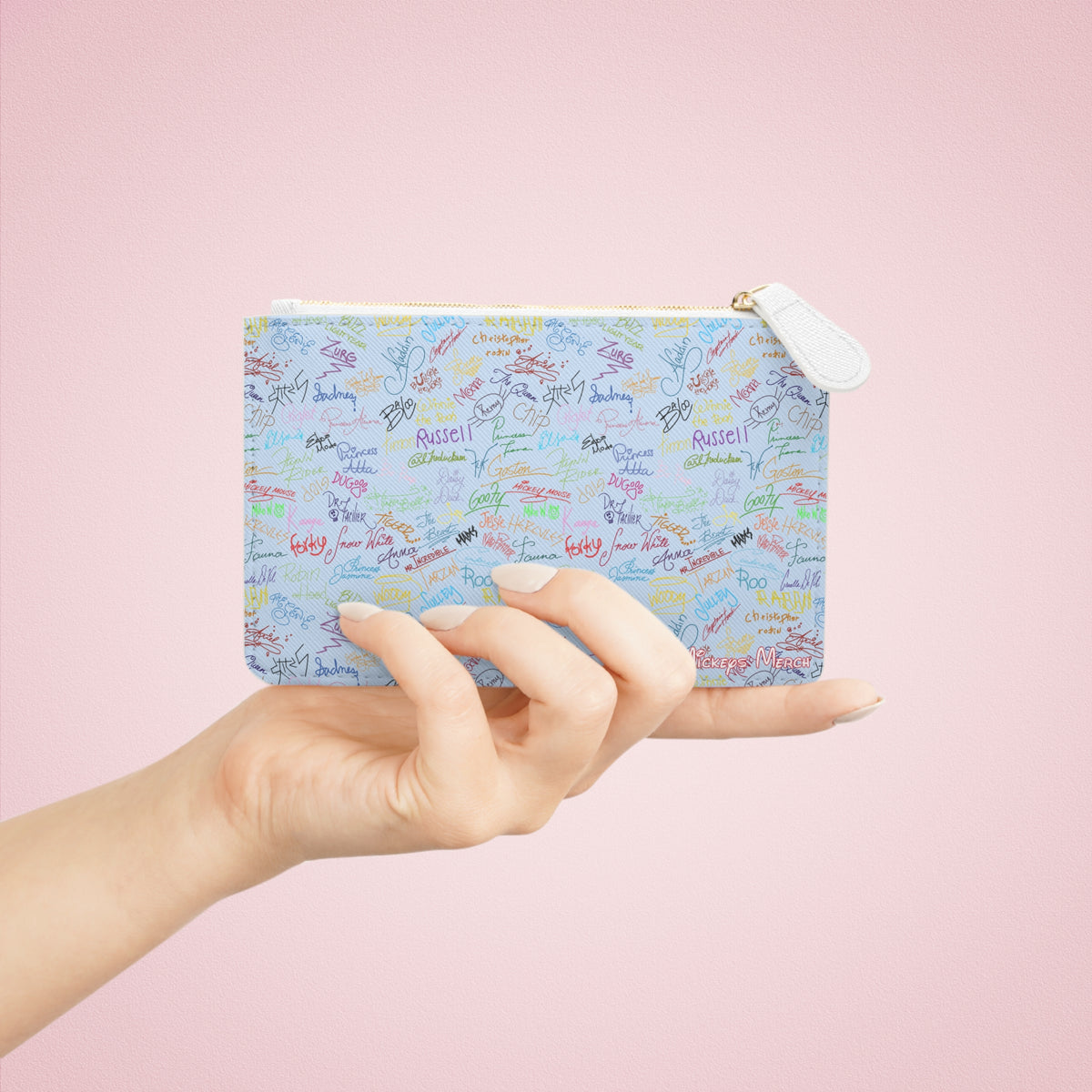 Character Autographs on Blue Mini Clutch