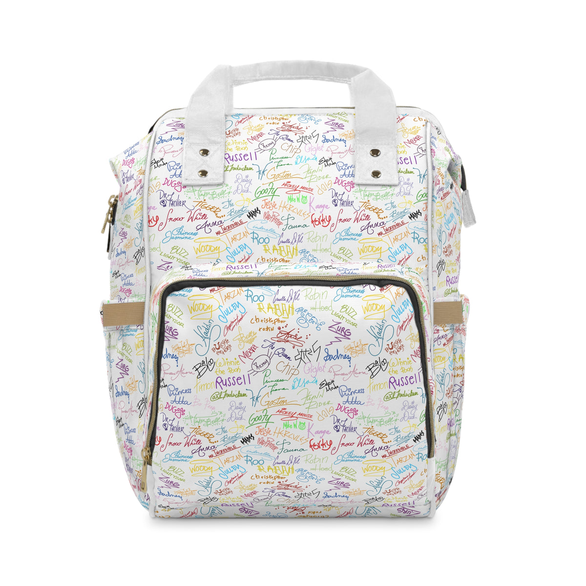 Character Autographs on White Magic Maker Diaper Daypack
