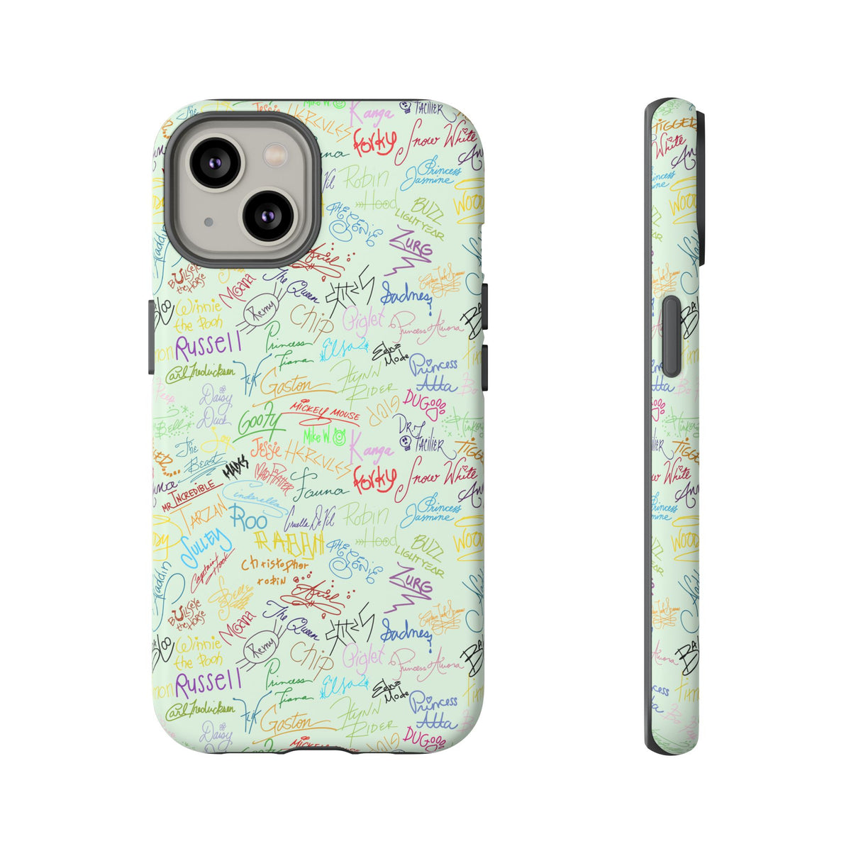 Character Autographs on Green Resort Ready Cell Phone Tech Case