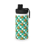 Teal Checkerboard Pluto Stainless Steel Water Bottle