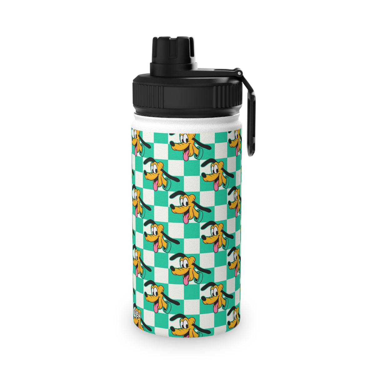 Teal Checkerboard Pluto Stainless Steel Water Bottle