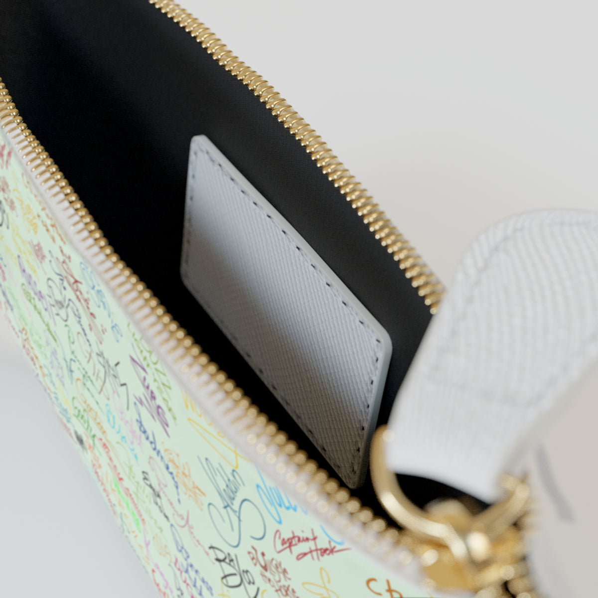 Character Autographs on Green Mini Clutch