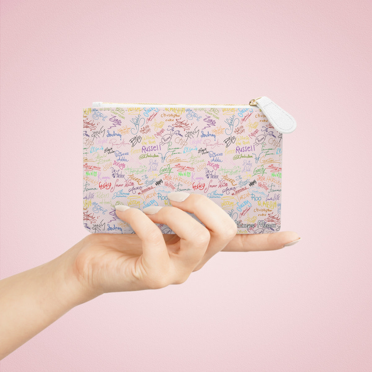 Character Autographs on Pink Mini Clutch