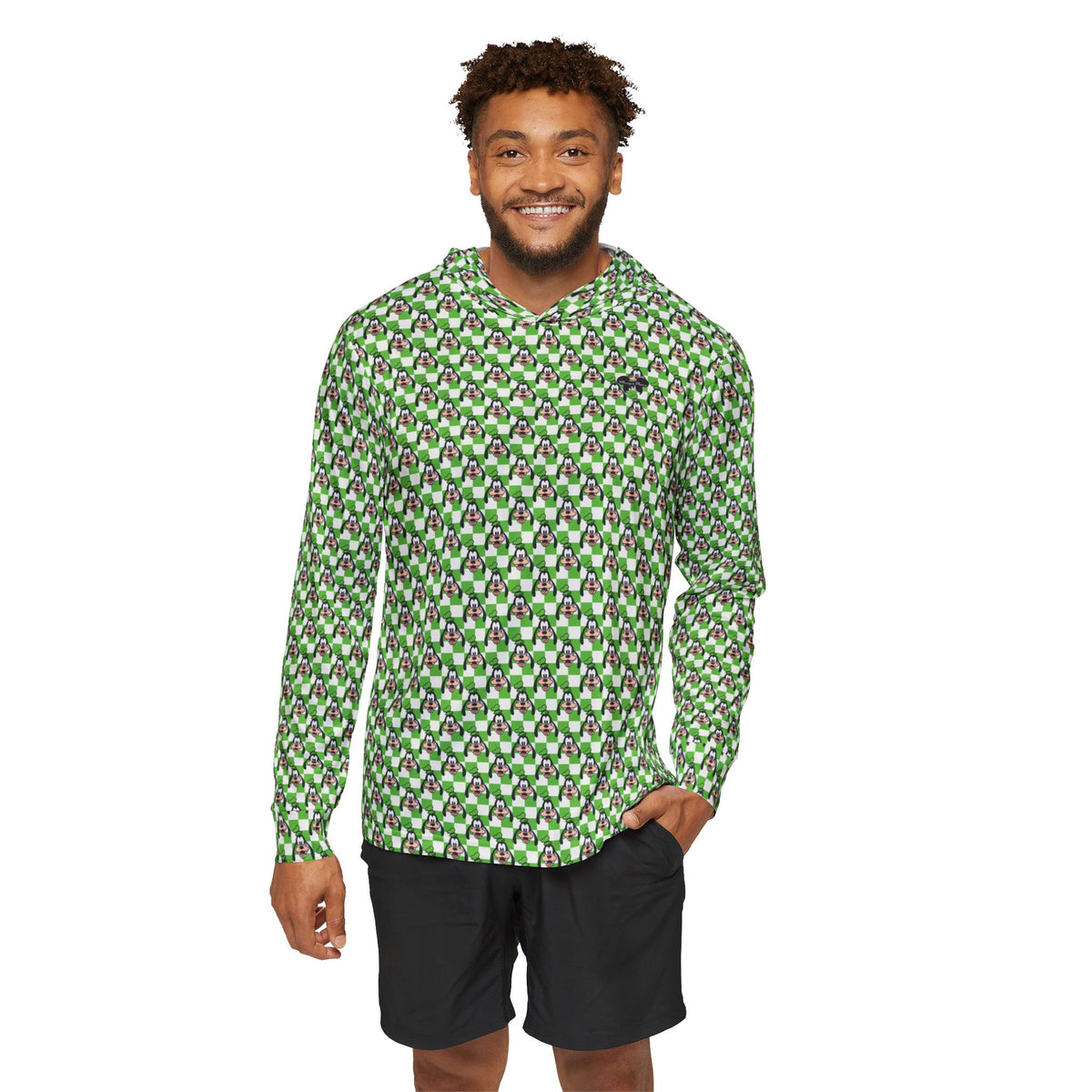 Green Checkerboard Goofy Hooded Sun Shirt