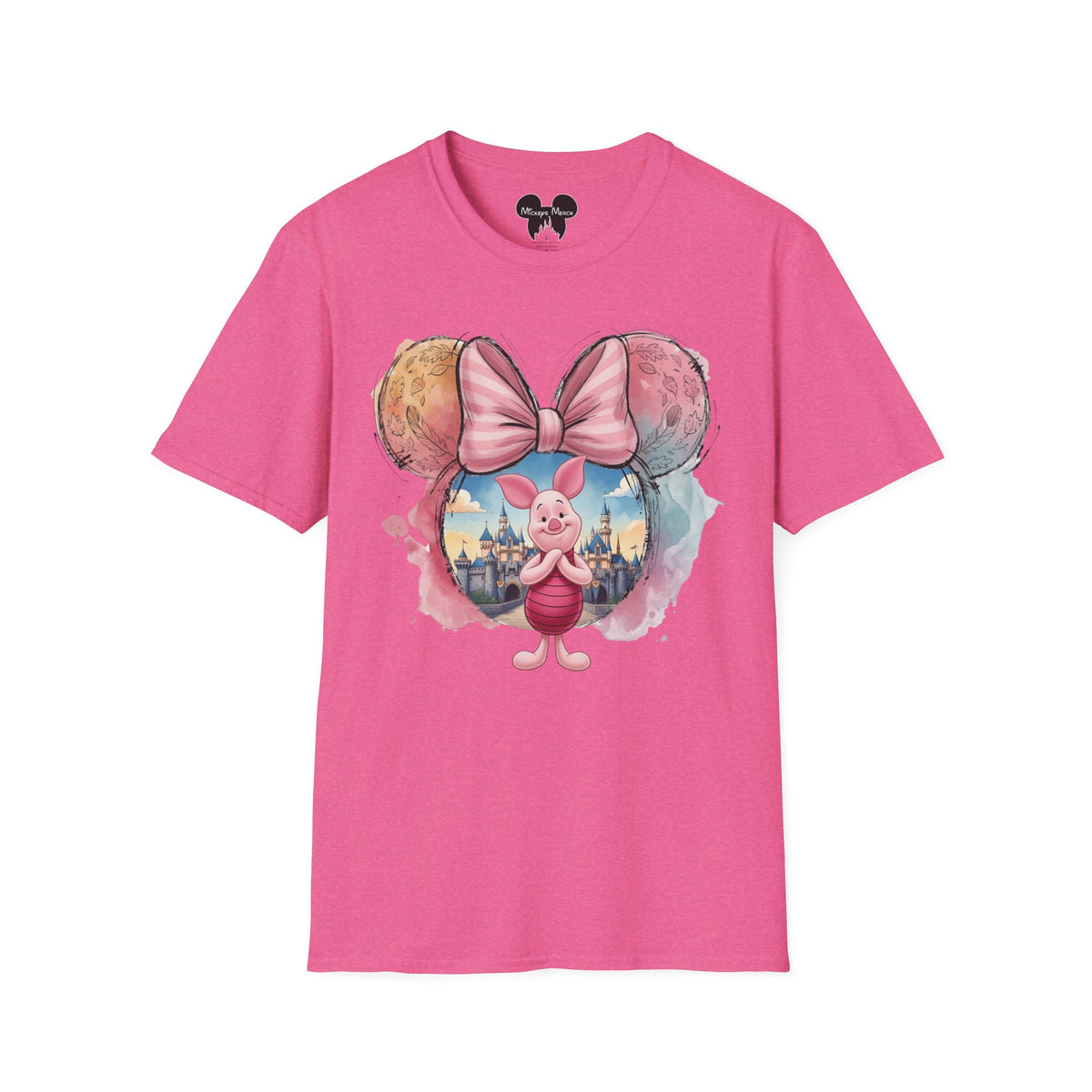 Winnie the Pooh - Piglet's Pink Striped Vignette Unisex Graphic Tee