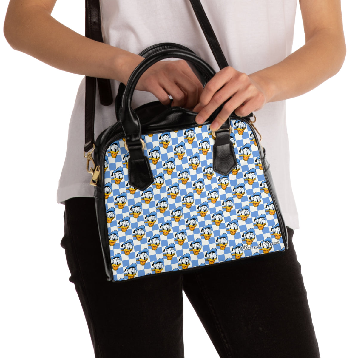 Blue Checkerboard Donald Shoulder Handbag