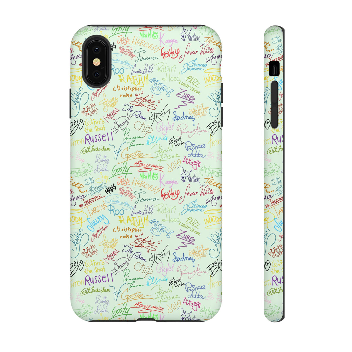 Character Autographs on Green Resort Ready Cell Phone Tech Case