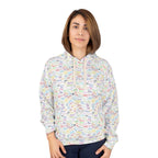 Character Autographs on White Hooded Sweatshirt
