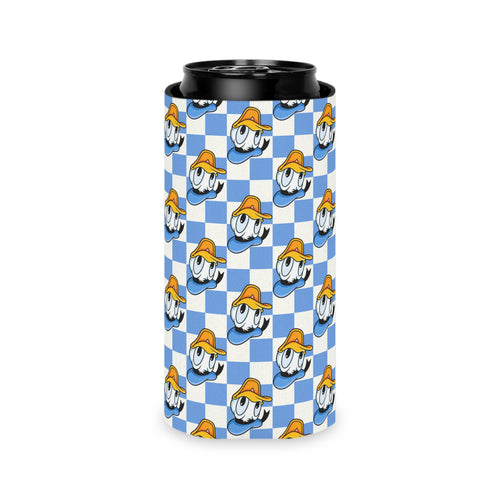 Blue Checkerboard Donald Can Cooler Drink Koozie