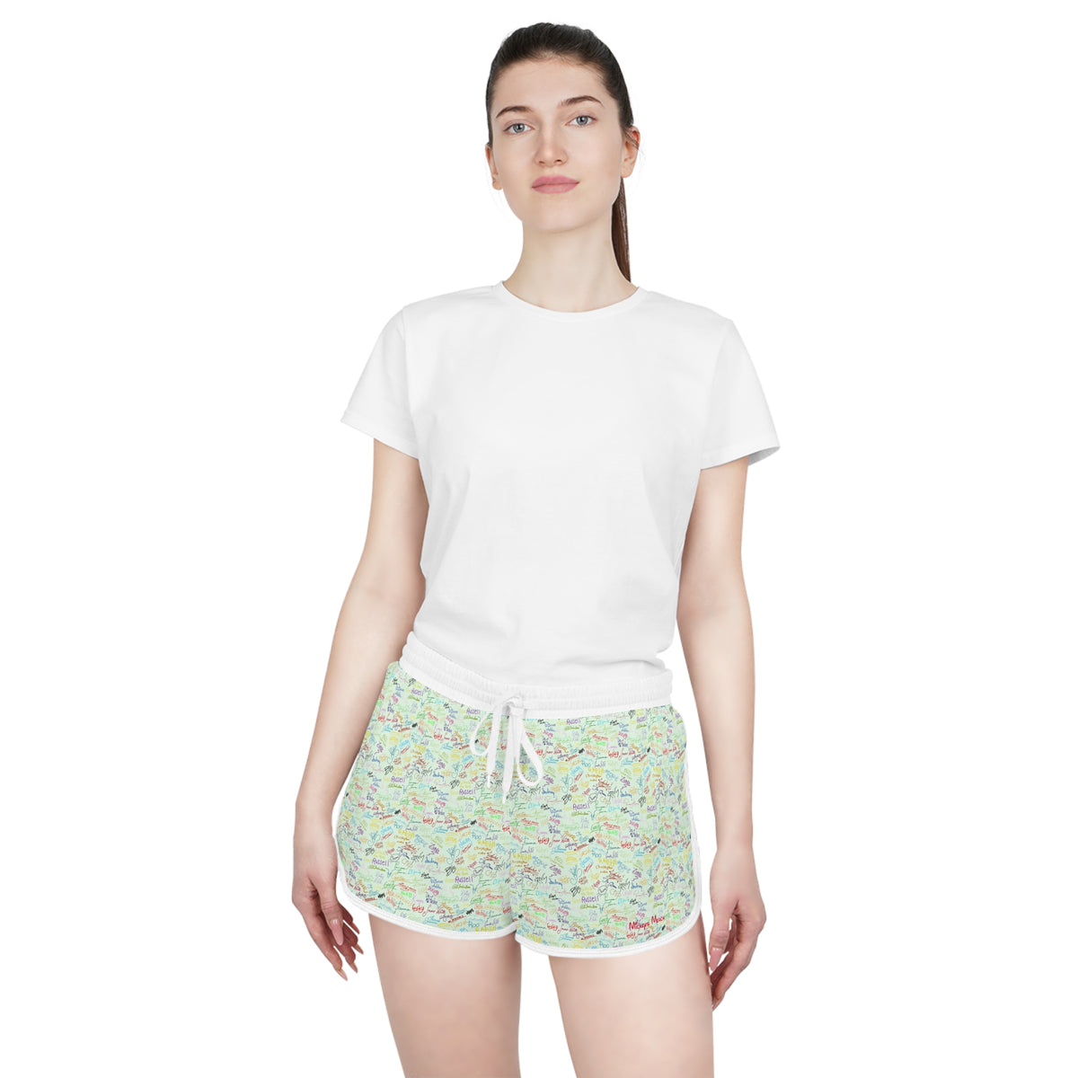 Character Autographs on Green Relaxed Dolphin Shorts