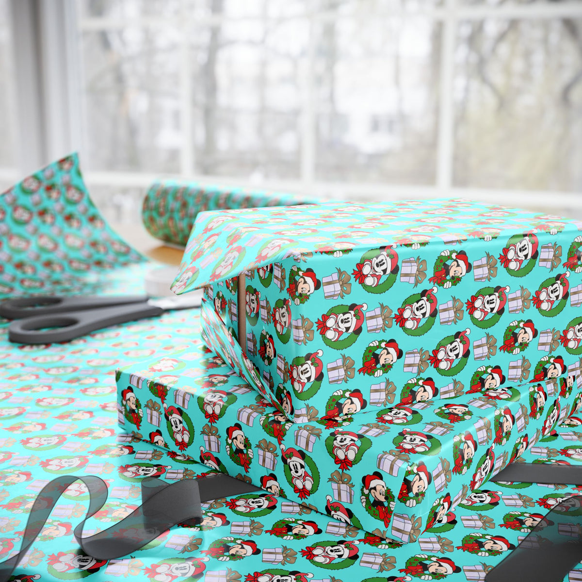 Christmas Mickey Gift Drop Wrapping Paper Roll