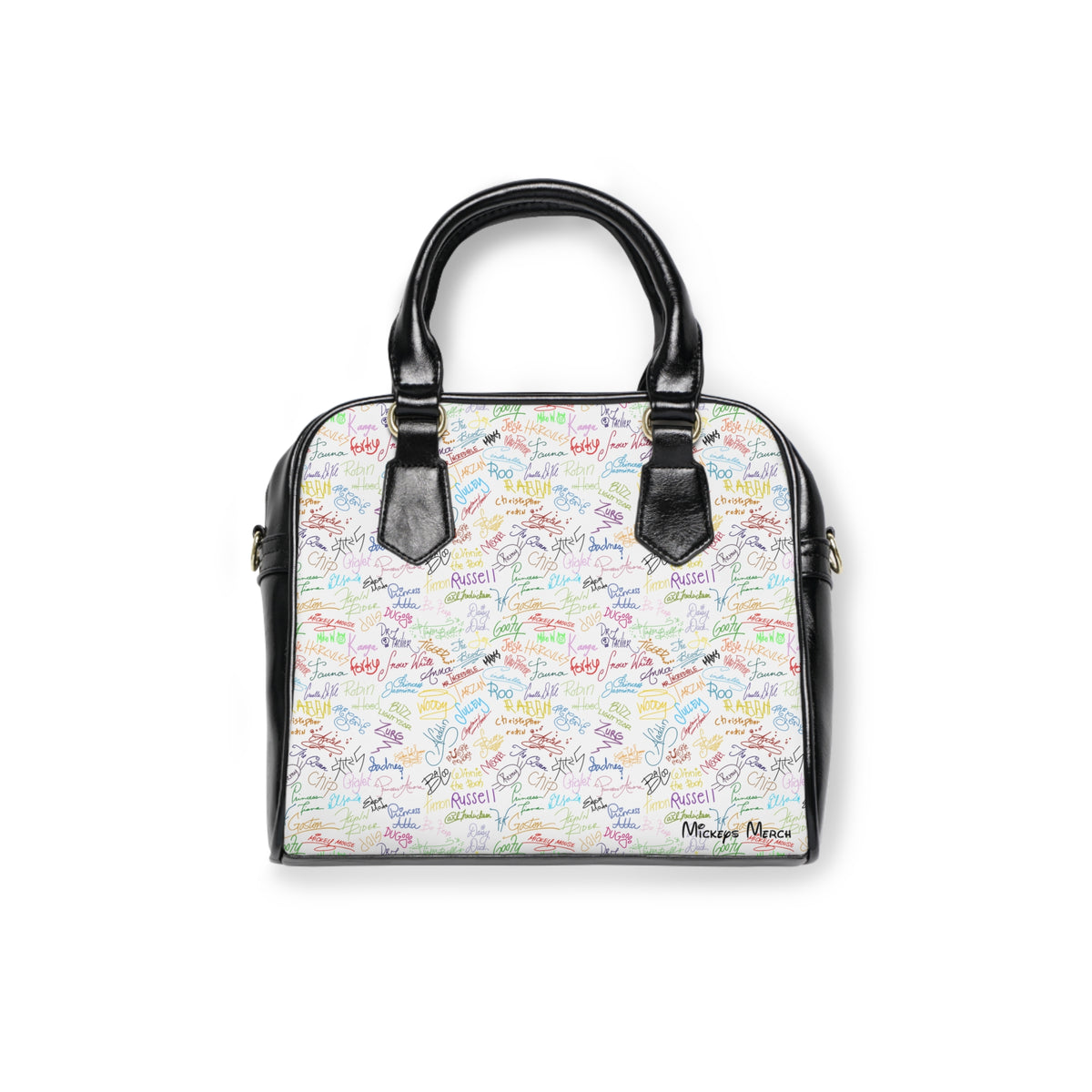 Character Autographs on White Shoulder Handbag