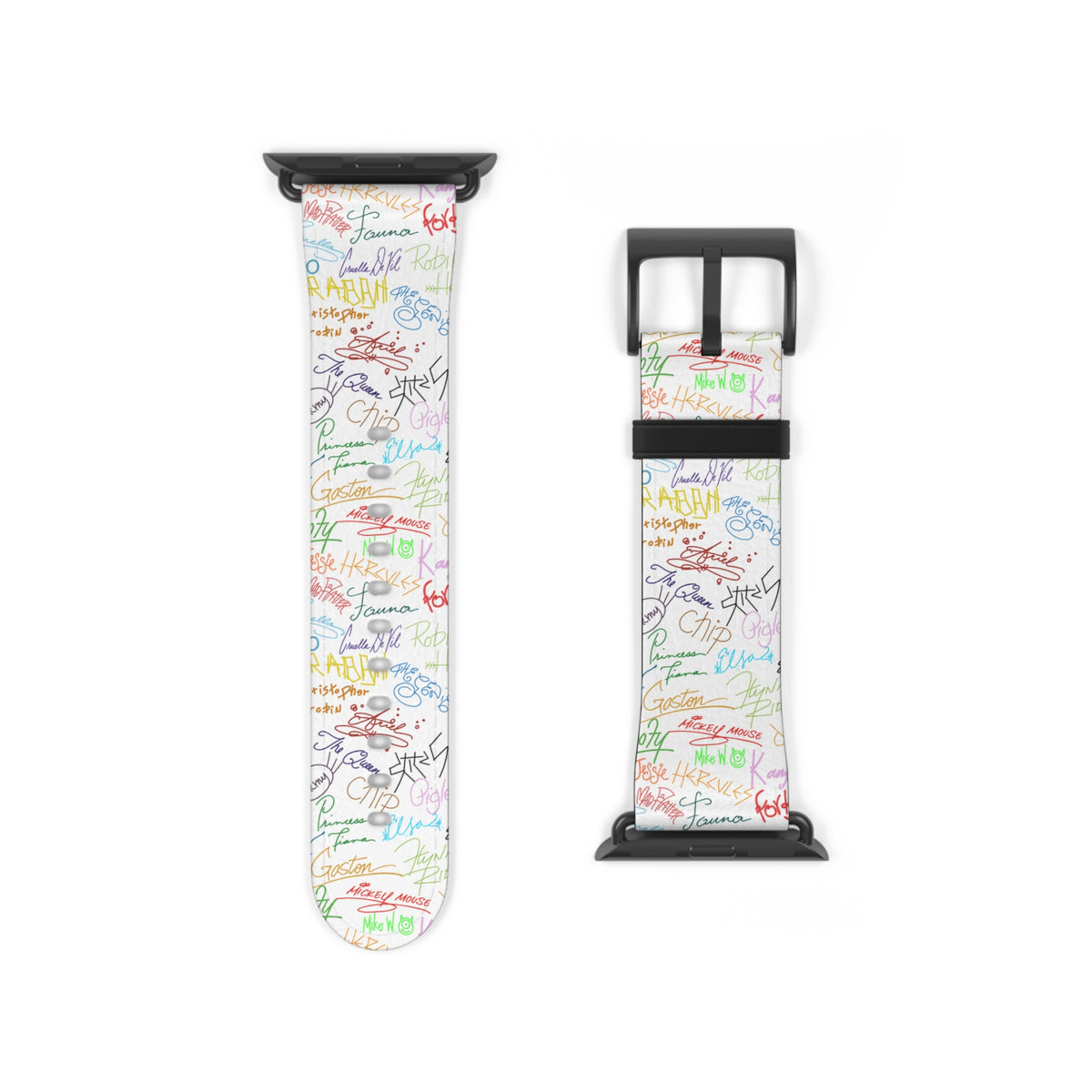Character Autographs on White Whimsical Watch Band - Apple