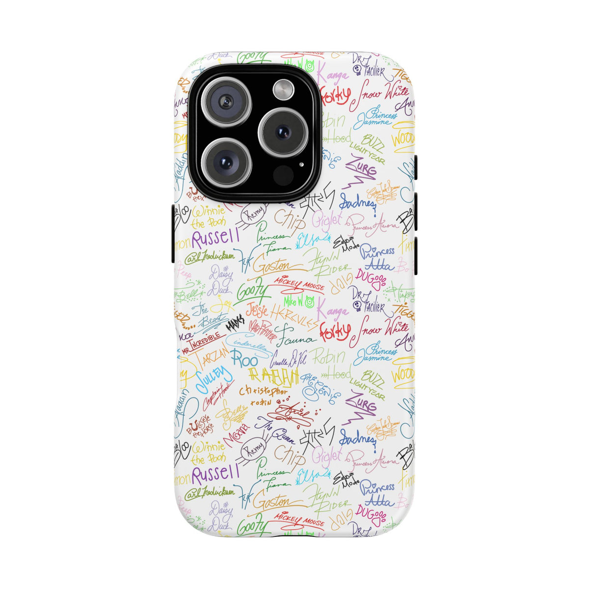 Character Autographs on White Resort Ready Cell Phone Tech Case