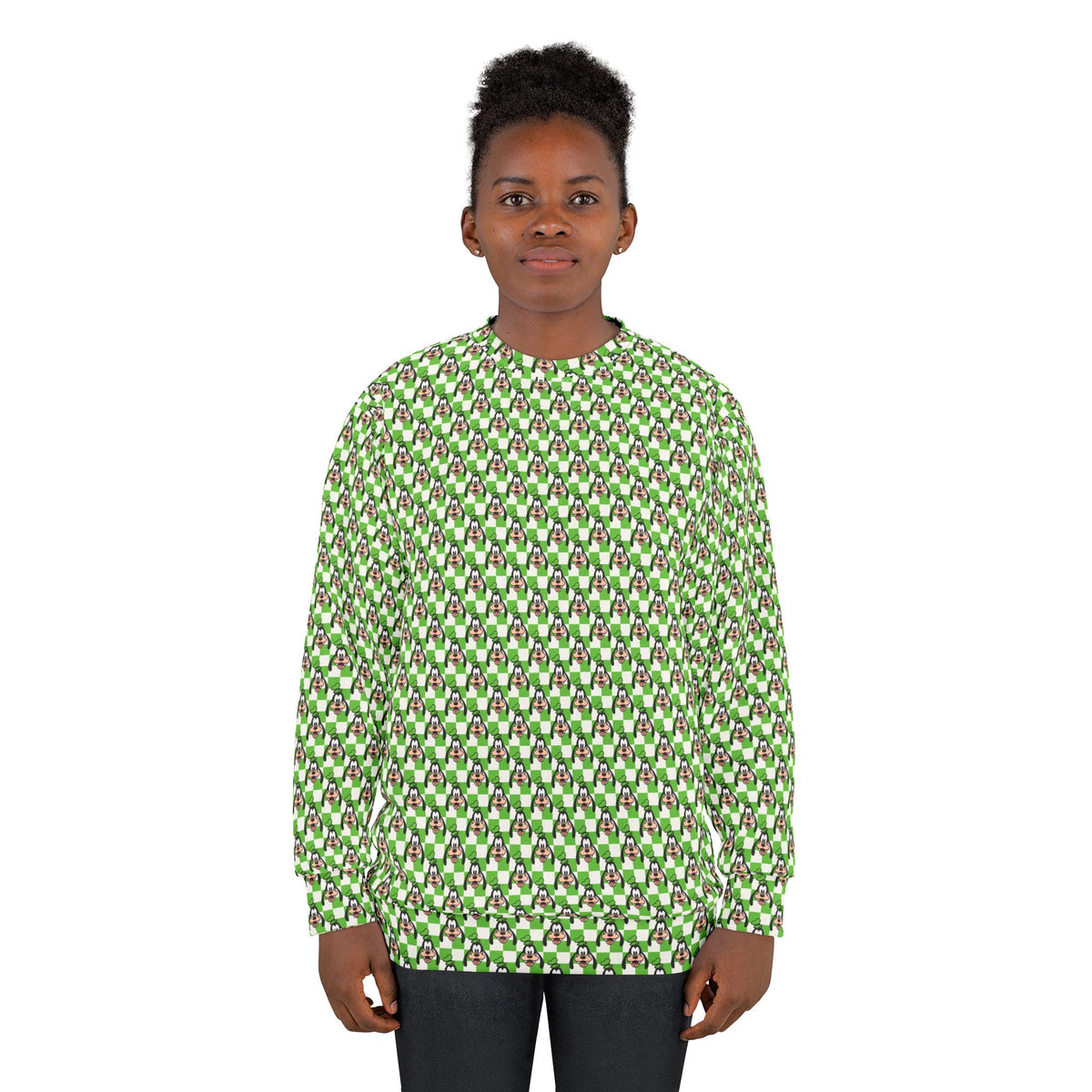 Green Checkerboard Goofy Unisex Crewneck Sweatshirt
