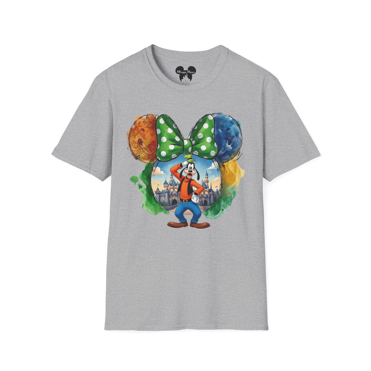 Sensational Six - Goofy's Bright Lime Bow Castle Vignette Unisex Graphic Tee