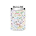 Character Autographs on White Can Cooler Drink Koozie