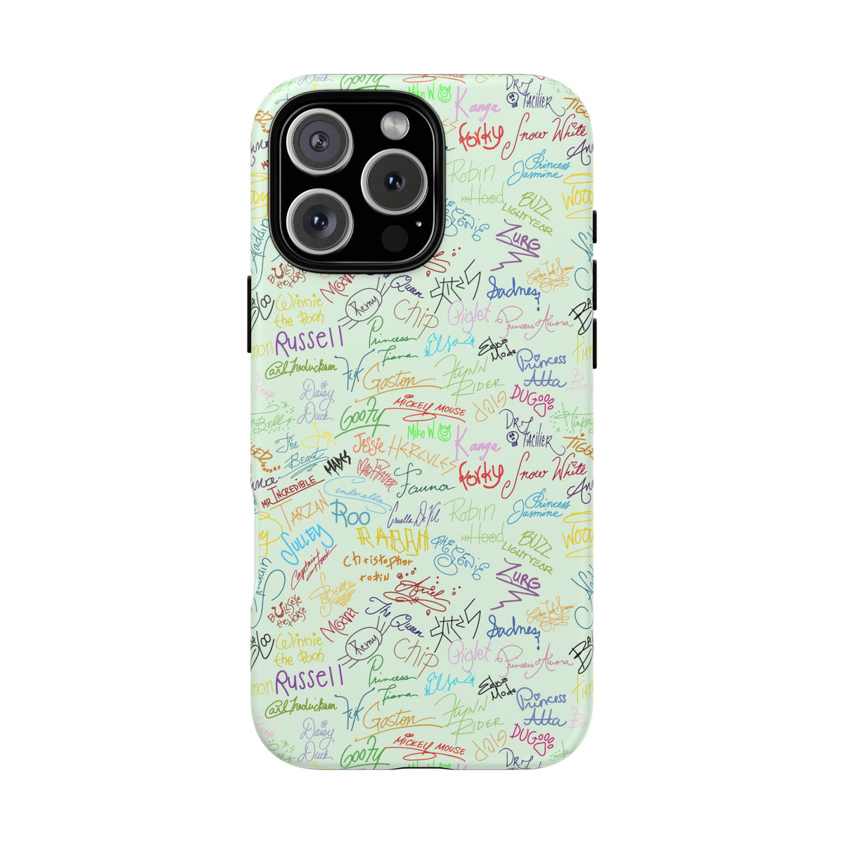 Character Autographs on Green Resort Ready Cell Phone Tech Case