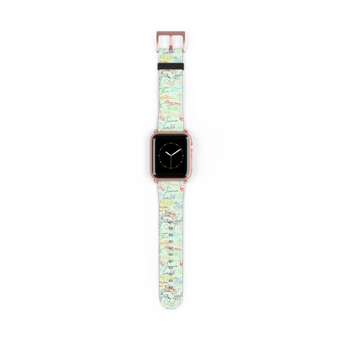 Character Autographs on Green Whimsical Watch Band - Apple