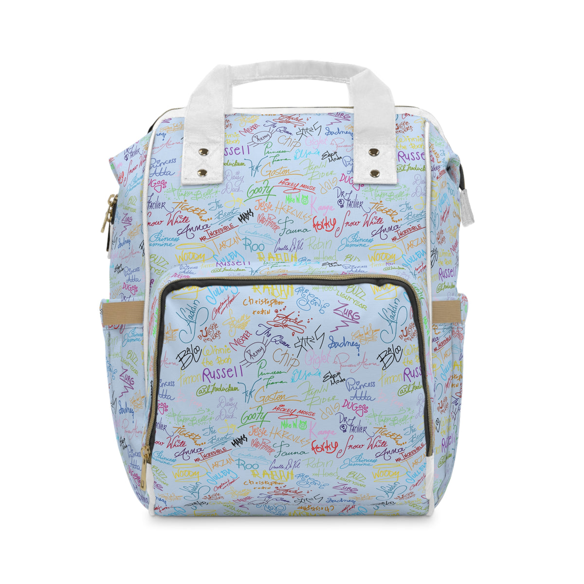 Character Autographs on Blue Magic Maker Diaper Daypack