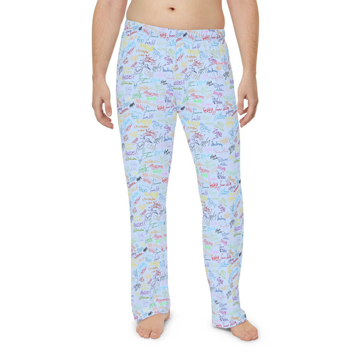 Character Autographs on Blue Men's Pajama Pants