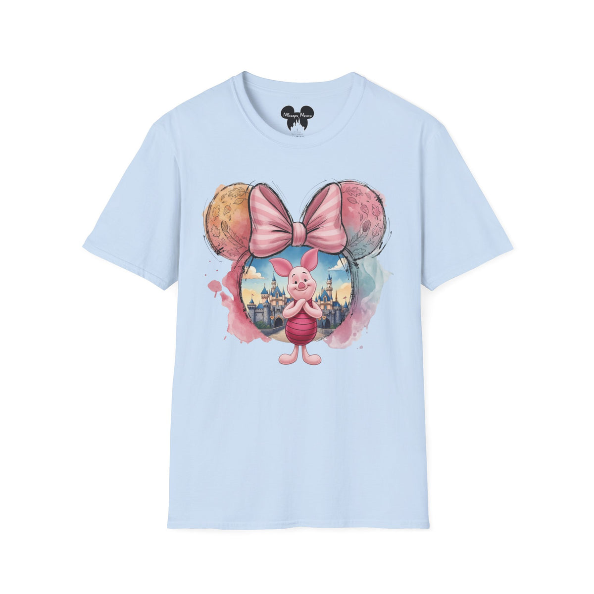 Winnie the Pooh - Piglet's Pink Striped Vignette Unisex Graphic Tee
