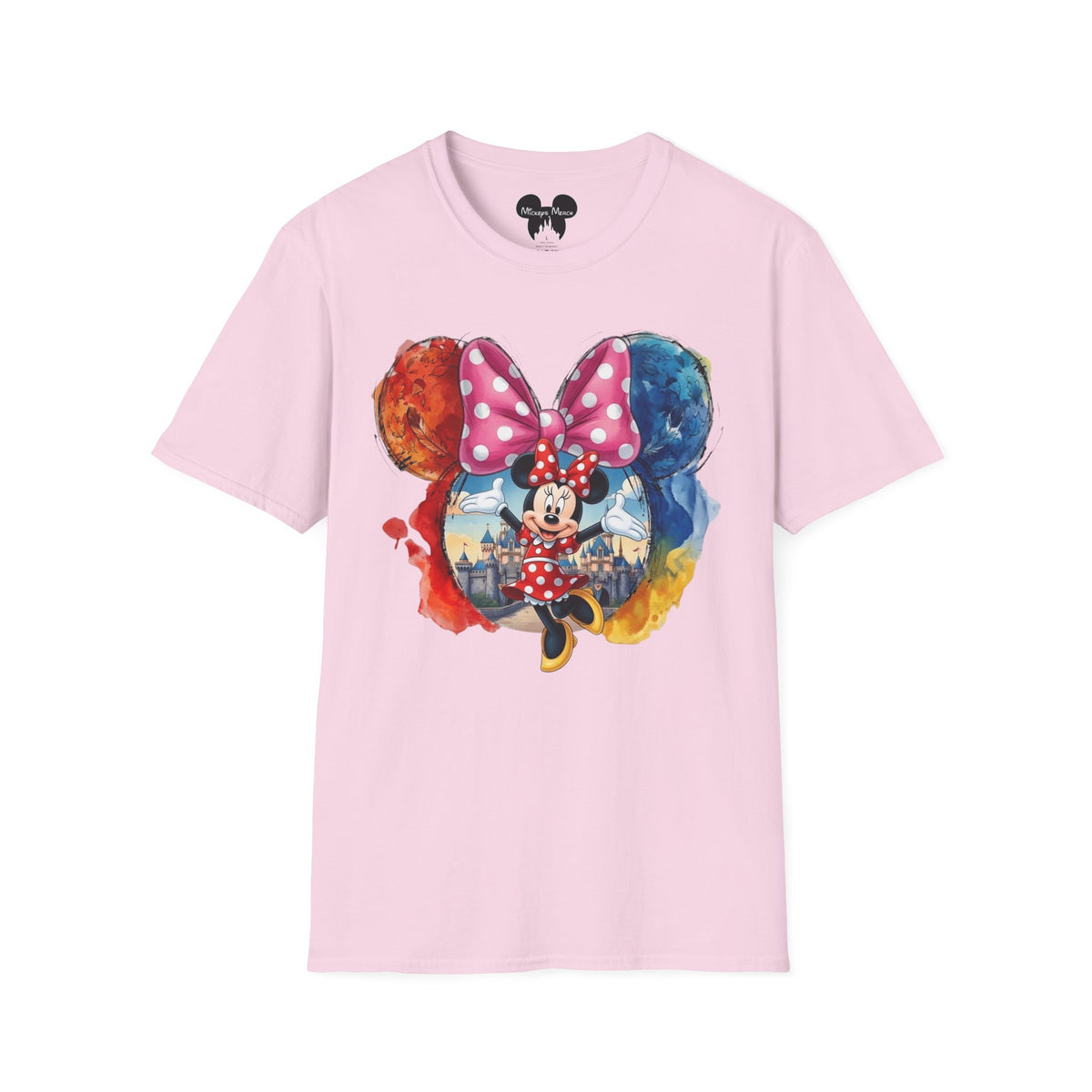 Sensational Six - Minnie's Pink Polka Dot Castle Vignette Unisex Graphic Tee