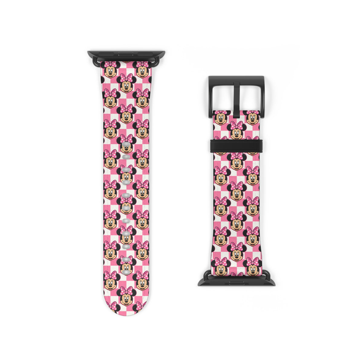 Pink Checkerboard Minnie Whimsical Watch Band - Apple