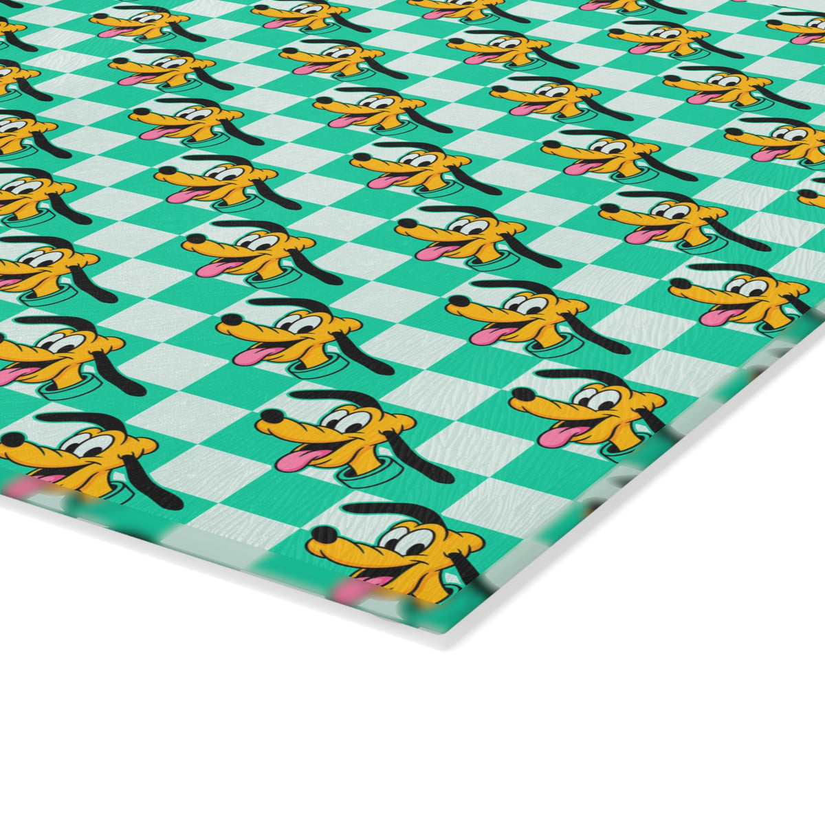 Teal Checkerboard Pluto Glass Cutting Board