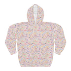 Character Autographs on Pink Hooded Sweatshirt