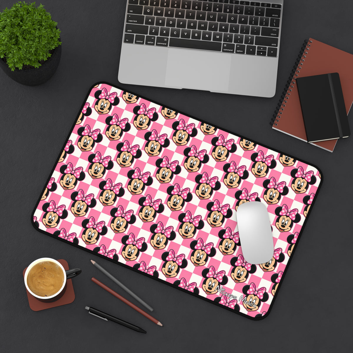 Pink Checkerboard Minnie Stateroom Desk Mat