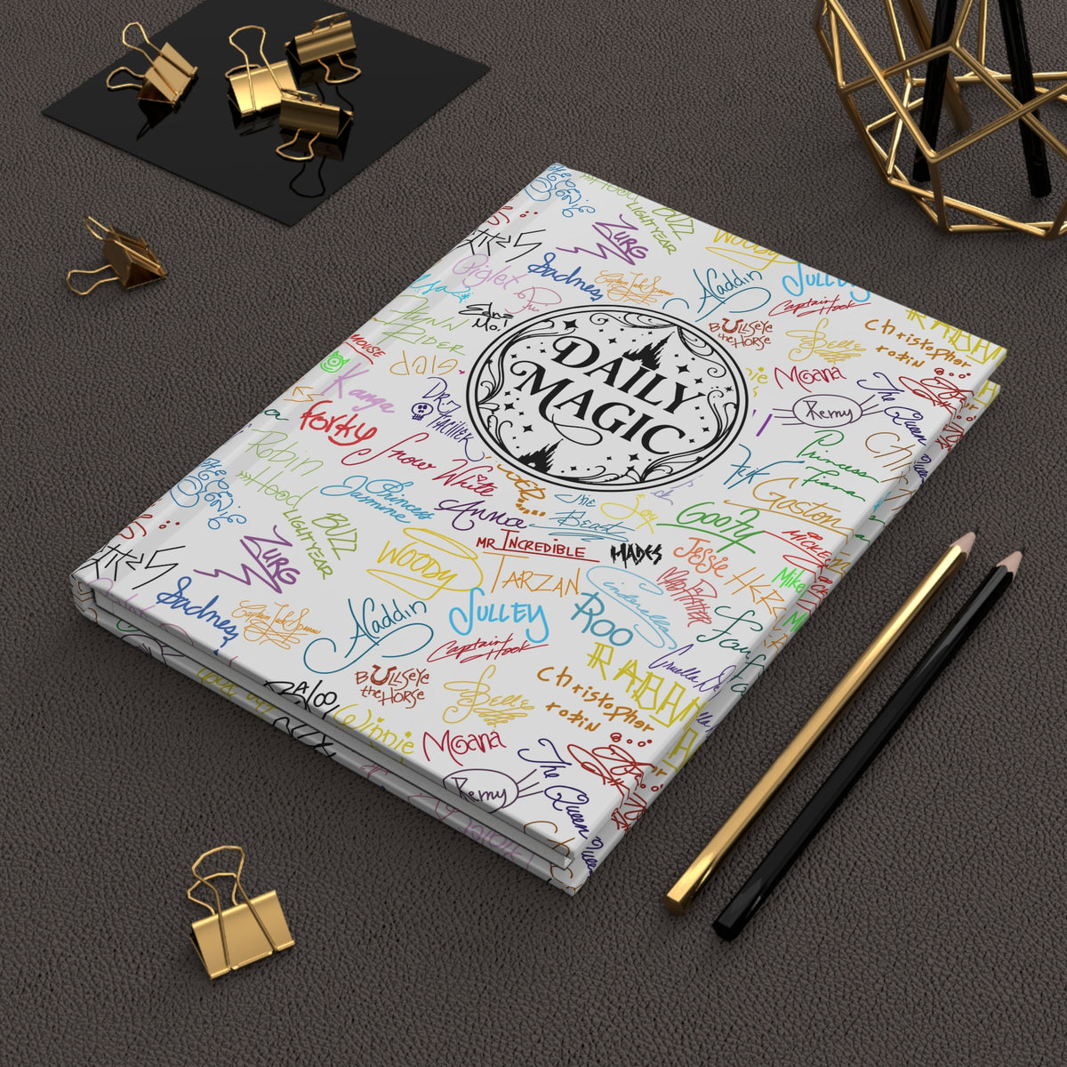 Character Autographs on White Daily Magic Matte Hardcover Journal